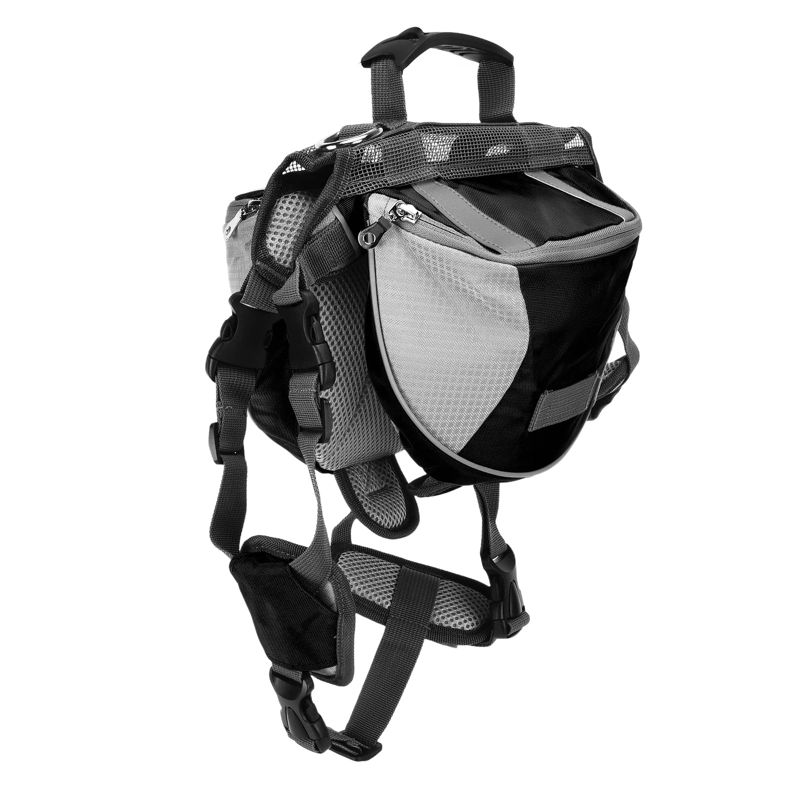 Sac à Dos de Randonnée pour Chien, Sac de Selle pour Chien, Sac à Dos Réglable avec Poches Latérales et Bandes Réfléchissantes pour Chiens de Petite, Moyenne et Grande Taille,