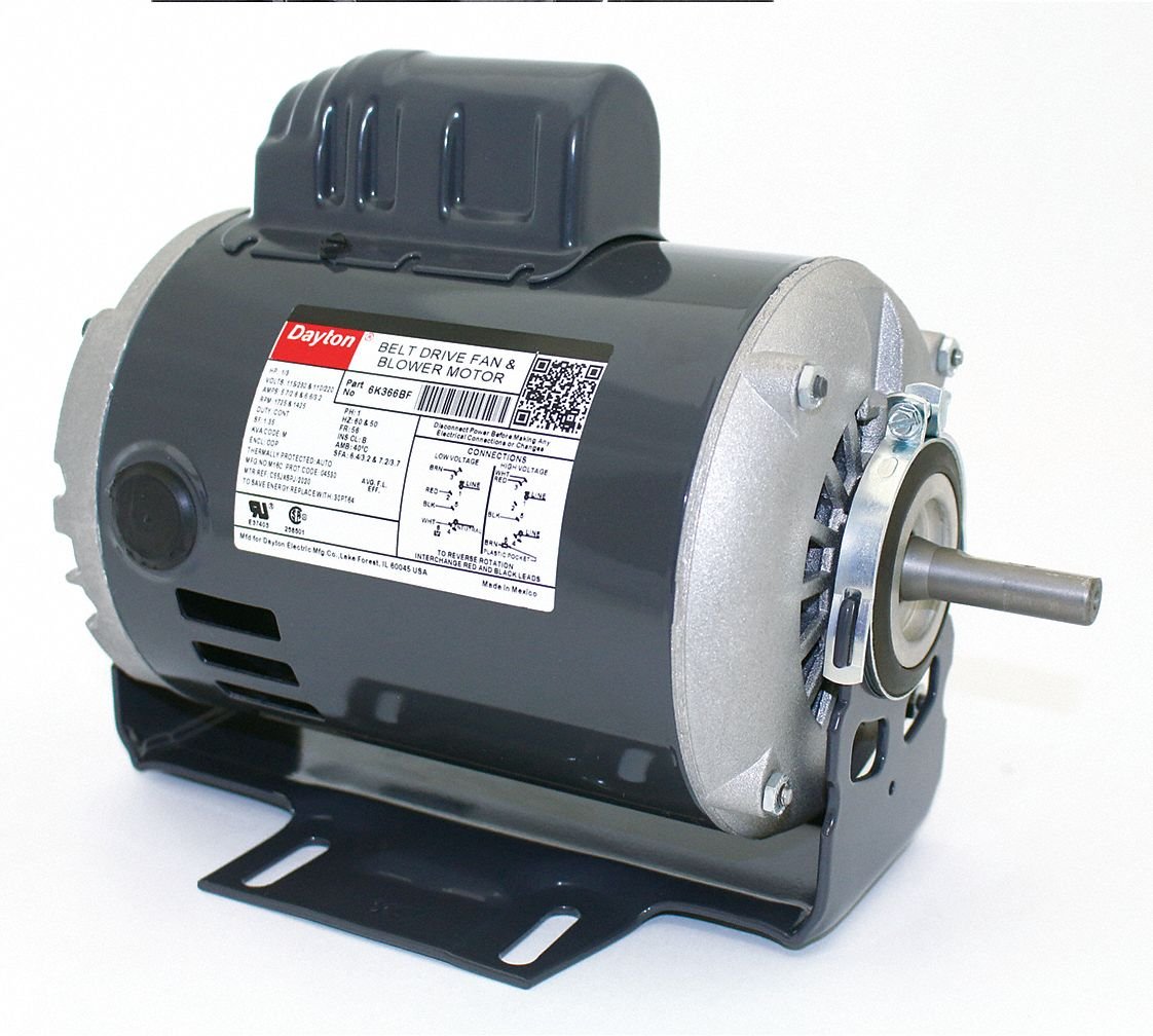 Dayton 1/3 HP Belt Drive Motor, Capacitor-Start, 1725 Nameplate RPM, 115/230 Voltage, Frame 56