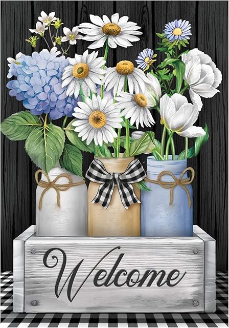 RICUVED Flowers Diamond Painting Kits for Adults,Flowers Diamond Painting, DIY Full Drill Diamond Painting Bottle Flowers Diamond Art Gem Painting Crafts for Decor 12x16 Inch(Welcome)
