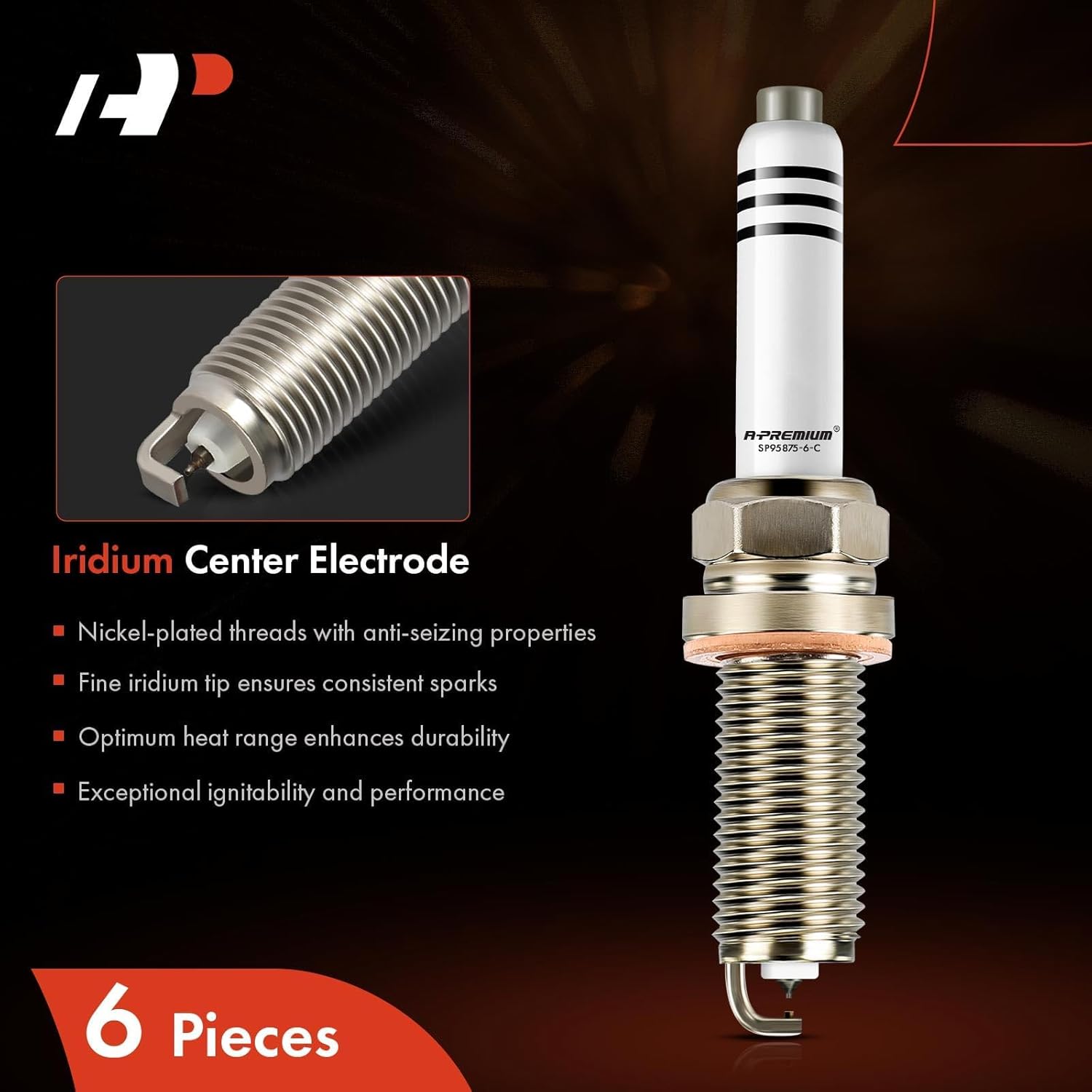 A-Premium Iridium Platinum Spark Plugs V6 3.0L 3.5L Compatible with Mercedes-Benz C300, C350, C400, C43, C450, E300, E350, E400, E43 AMG, S450, S550e, S560e, GLE350, GL450, GLC43, GLS450, SL400, ML350