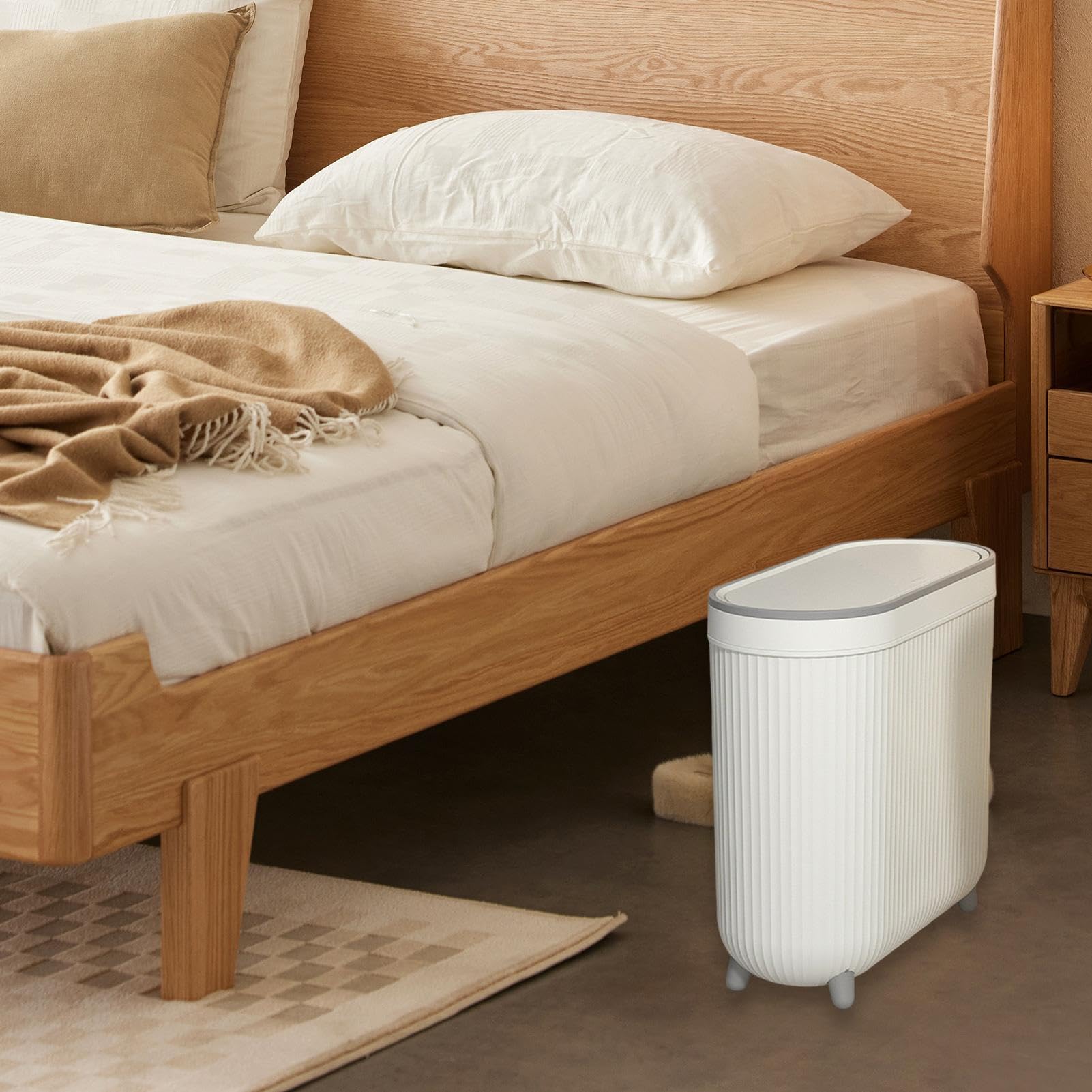 Pattumiera per WC, pattumiera con coperchio – Cestino per la spazzatura – con coperchio – pattumiera per WC – Pattumiera sottile per rifiuti da bagno