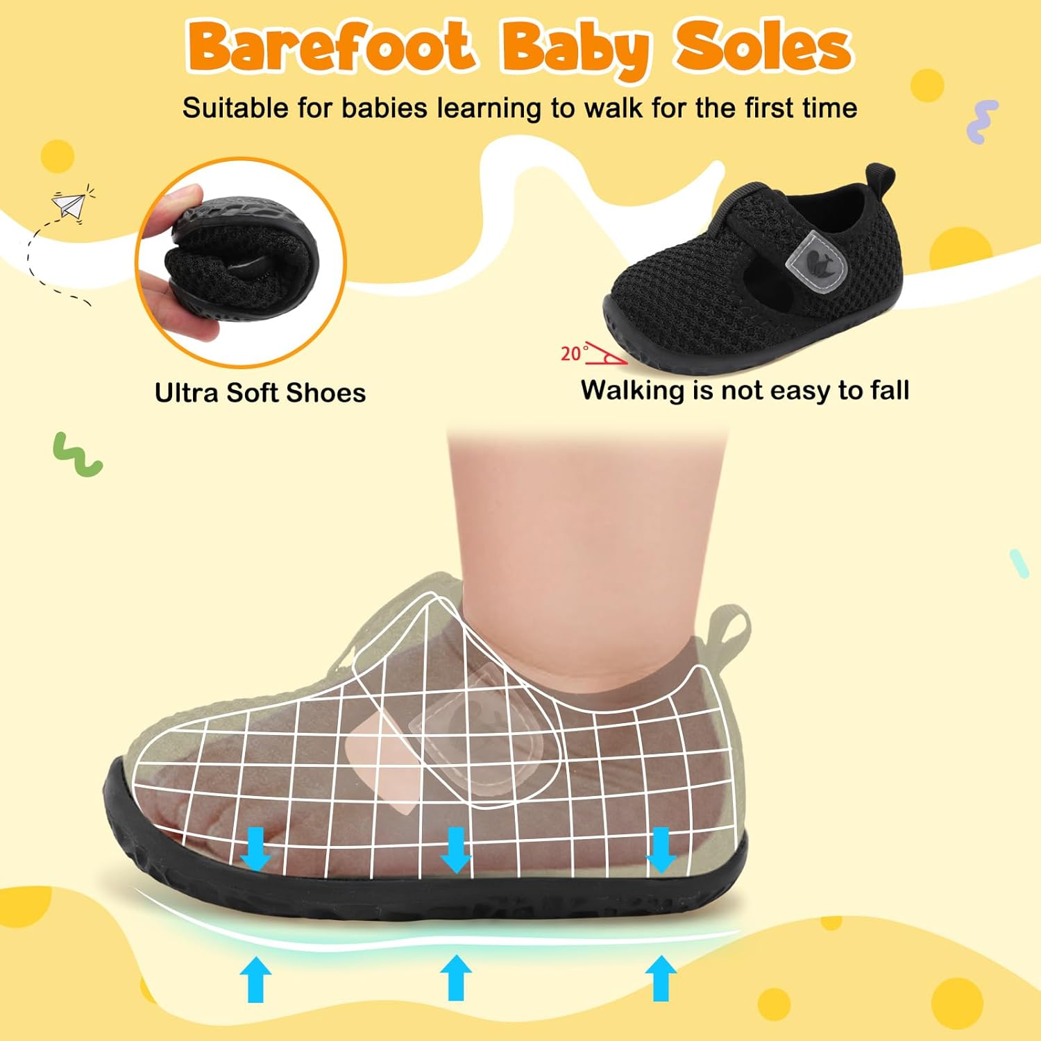 FEETCITY Barefoot Baby Shoes Girls Boys Walking Shoes Infant Sneakers Lightweight Flexible Newborn Dress School Shoe - Image 5