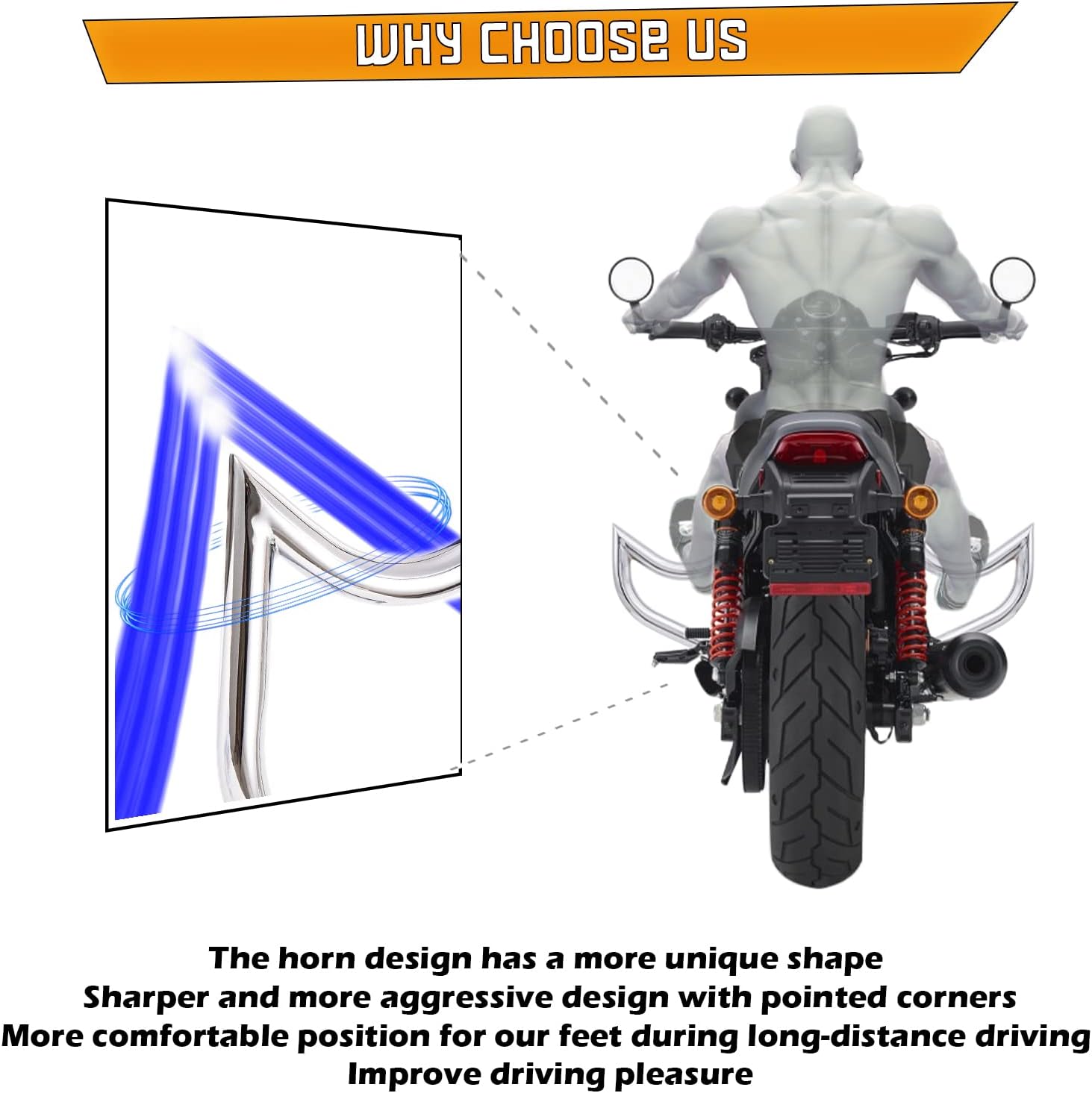 Kinglemc Crash Bar Engine Guard Highway Bar for Harley Davidson XG Models,Street 500 750 XG750 XG500 2015-2020(Mustache Silver)