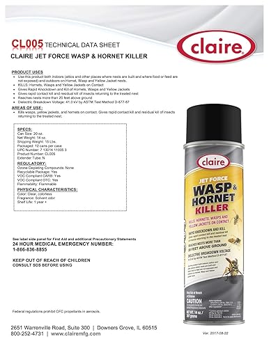 Miniatura 2 de Claire CL005-1pk Jet Force Asesino de avispas y avispos lata de 20 onzas, 1 unidad, amarillo y gris