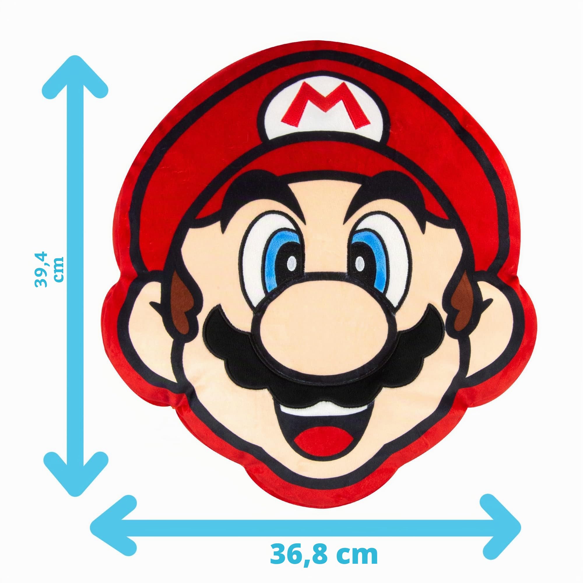 Club Mocchi Mocchi - Peluche mega 38 cm, Licenza Nintendo, accessorio per camera da letto, cuscino Super Mario per bambini e bambine, 3 anni, T12423, multicolore