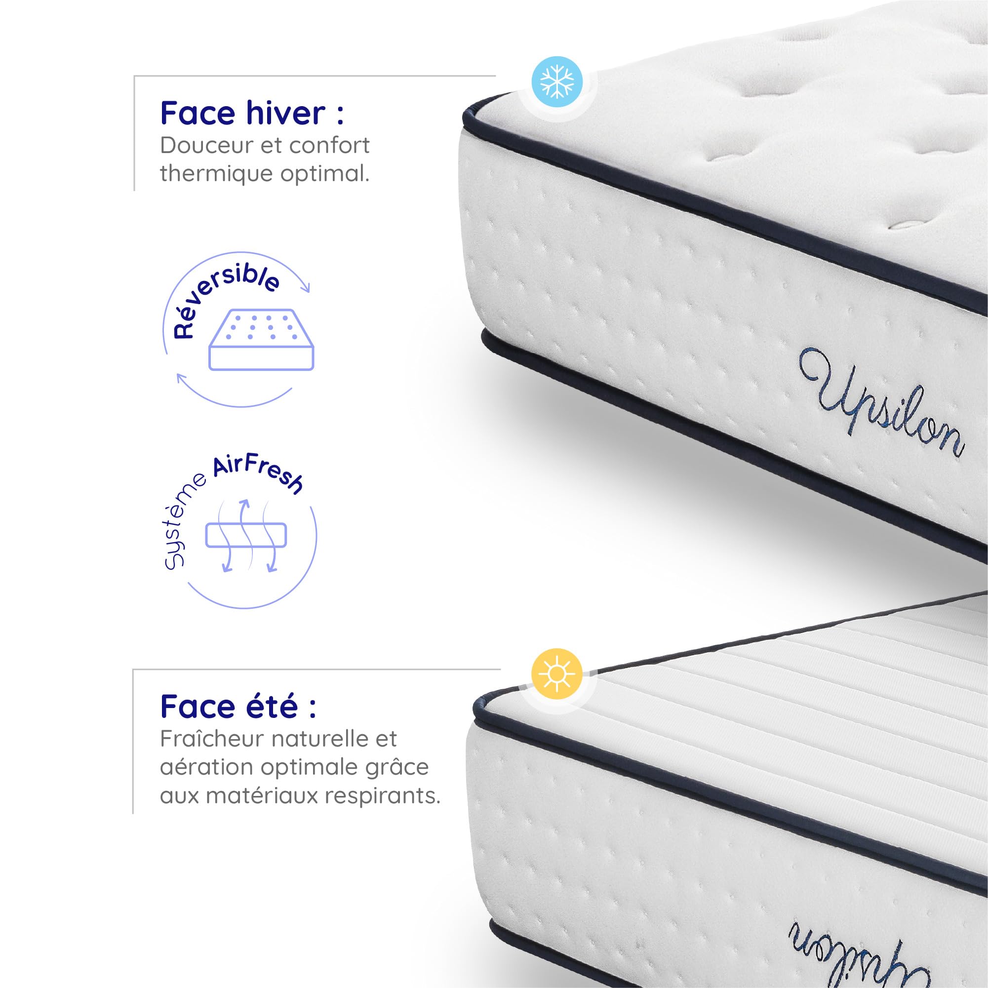 COSMOS Matelas 160x200 Mémoire de Forme + Blue Latex, 30 cm d'épaisseur + Mousse HR, Confort Ferme, 7 Zones, Réversible, Soutien du Dos, Haute Durabilité, Idéal pour Couples, Fabrication UE - Upsilon