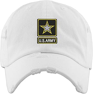 US Army Hat Embroidered Vintage Dad Hat Adjustable U.S Soldier Embroidery Service Cap (White)