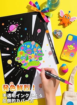 アクリルペイントマーカーペン【️全48色】　② JusArt アクリルマーカーペン 48色セット ペイントマーカー 筆先