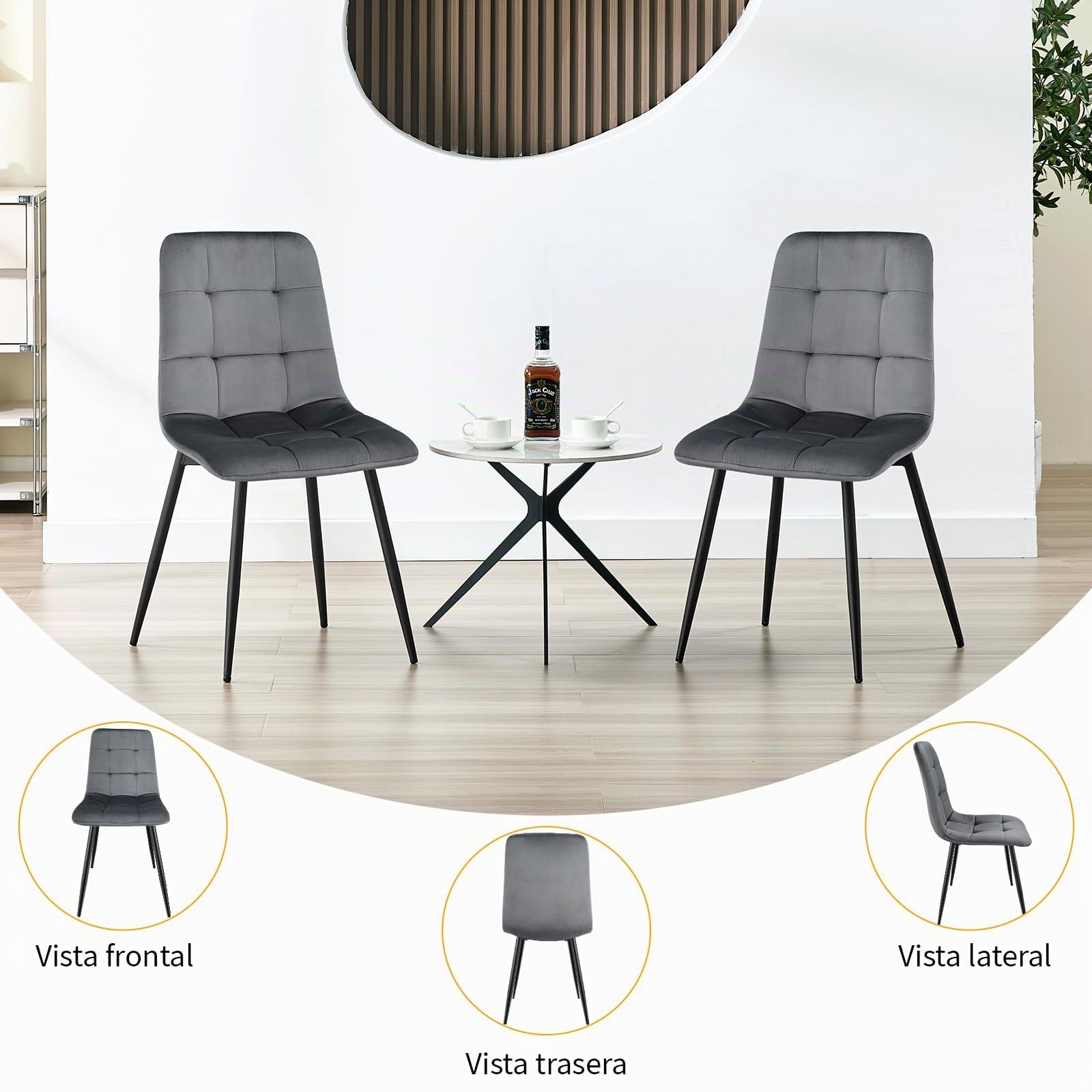 Sillas de Comedor Pack de 4 Tela de Terciopelo