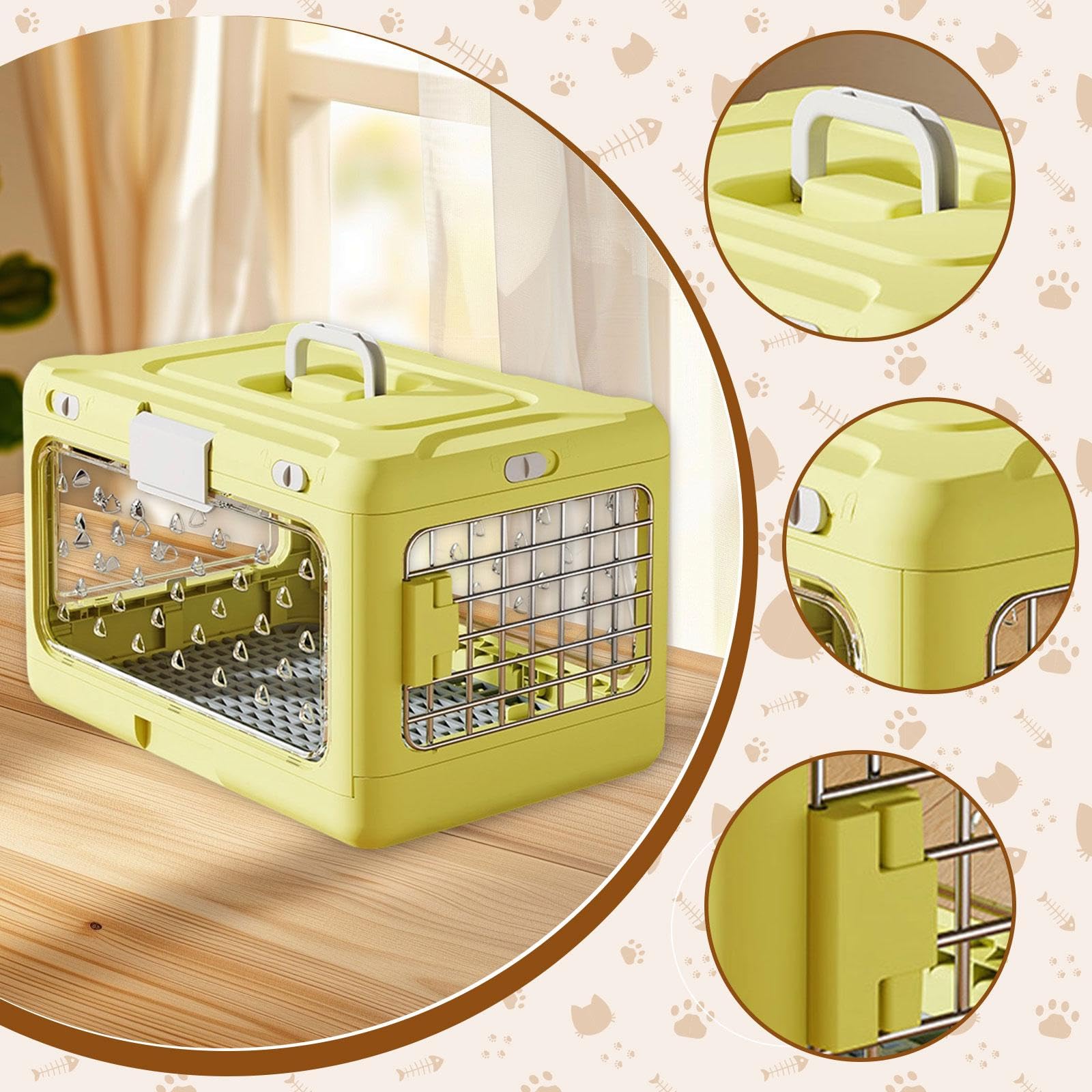 Transportín Plegable para Cachorros Y Gatos, Resistente, Transparente Y Portátil, para Mascotas, Conejos, Cachorros, Perros Pequeños Y Gatitos.