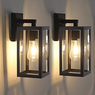 BRIMMEL Outdoor Wall Lights Black Wall Lantern Porch Light, 