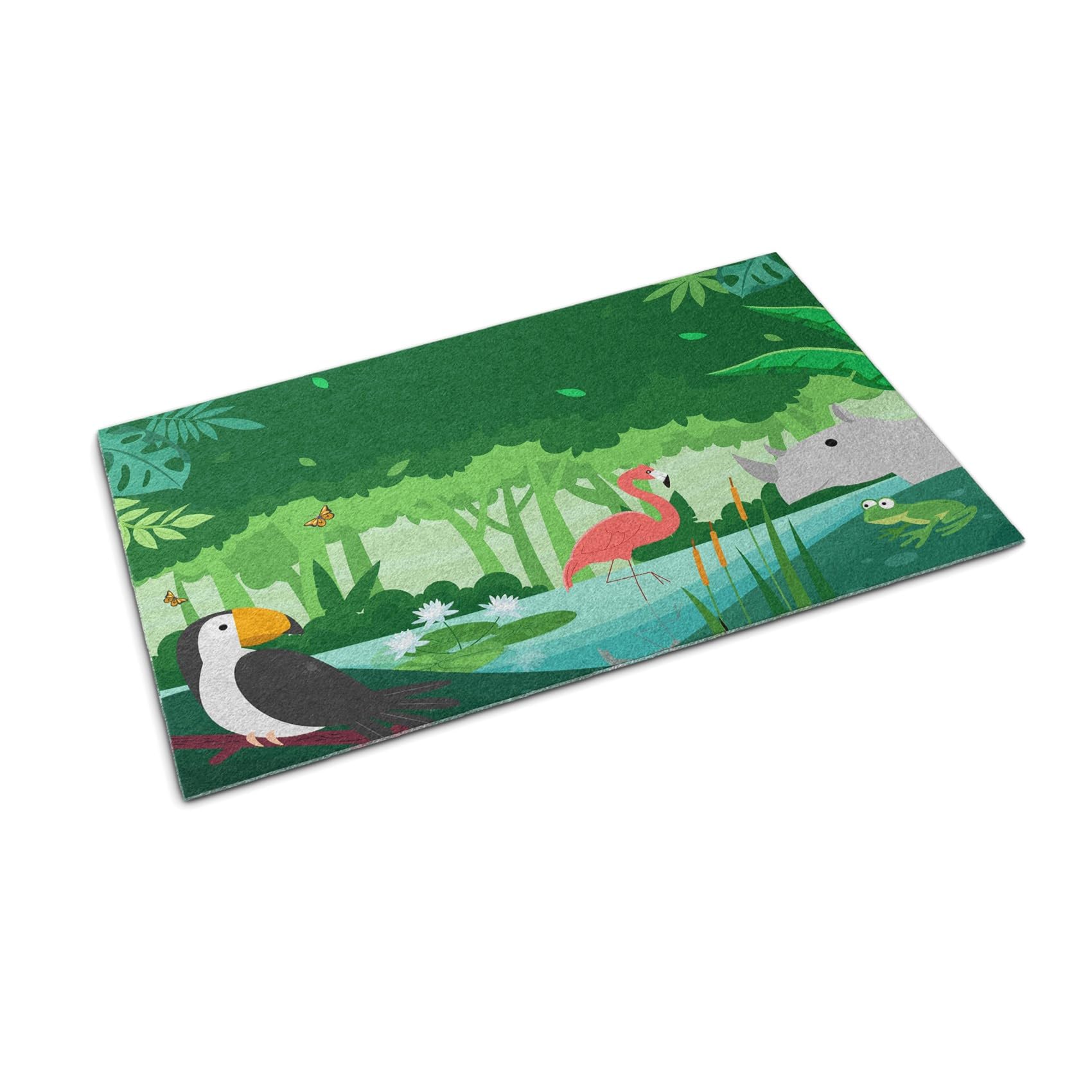 Paillasson extérieur 60x40 cm antidérapant et résistant aux intempéries motif animaux tropicaux