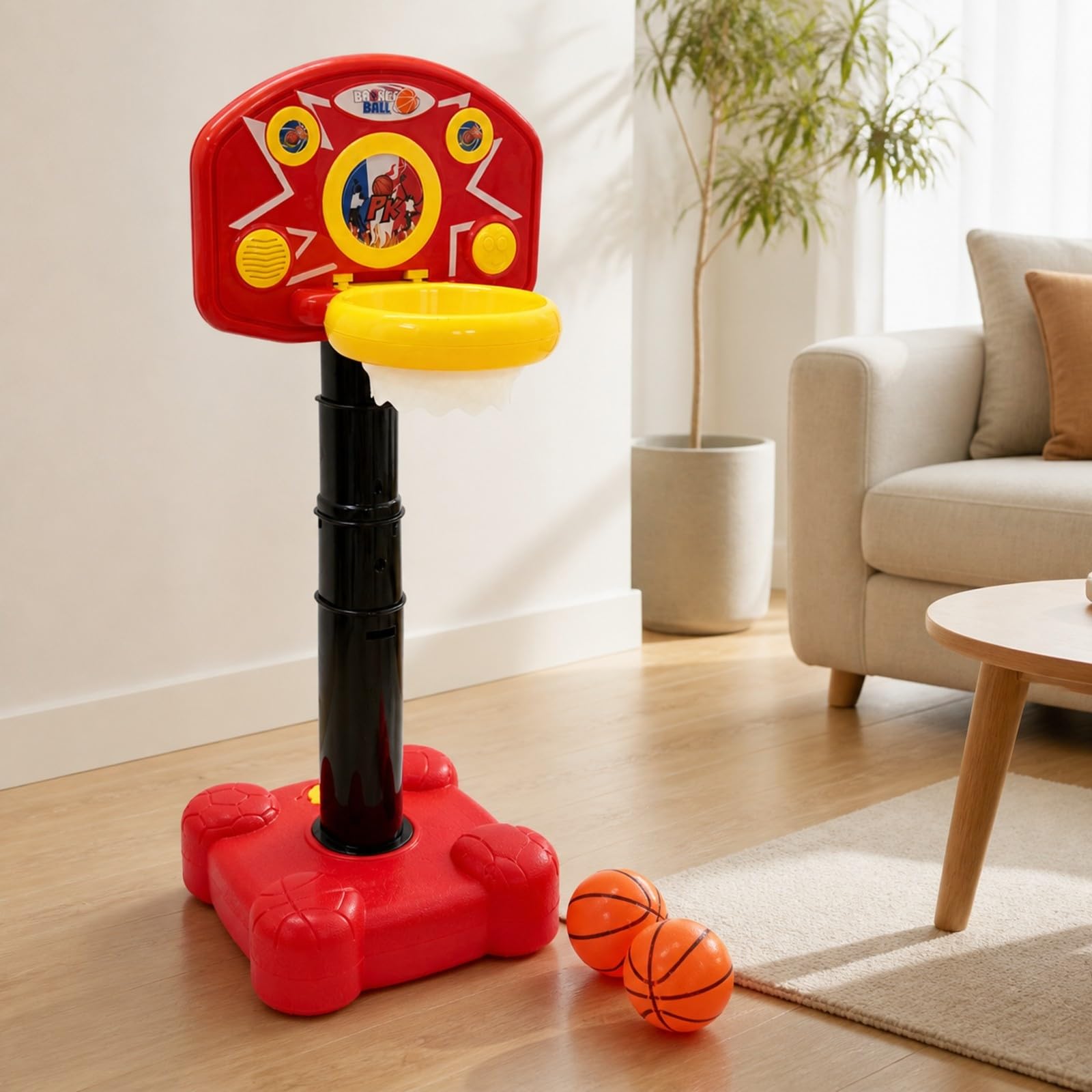 Almencla Set da Basket con Pallone Divertente | Altezza Regolabile, da Basket, a Batteria, Giocattolo, per Casa, Famiglie