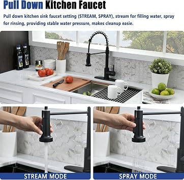 32 Inch Black Undermount Kitchen Sink with Faucet - 32x19 Black Stainless Steel Undermount Sink with Faucet Combo, 10 Inch Deep Single Bowl Workstation Sinks with Accessories