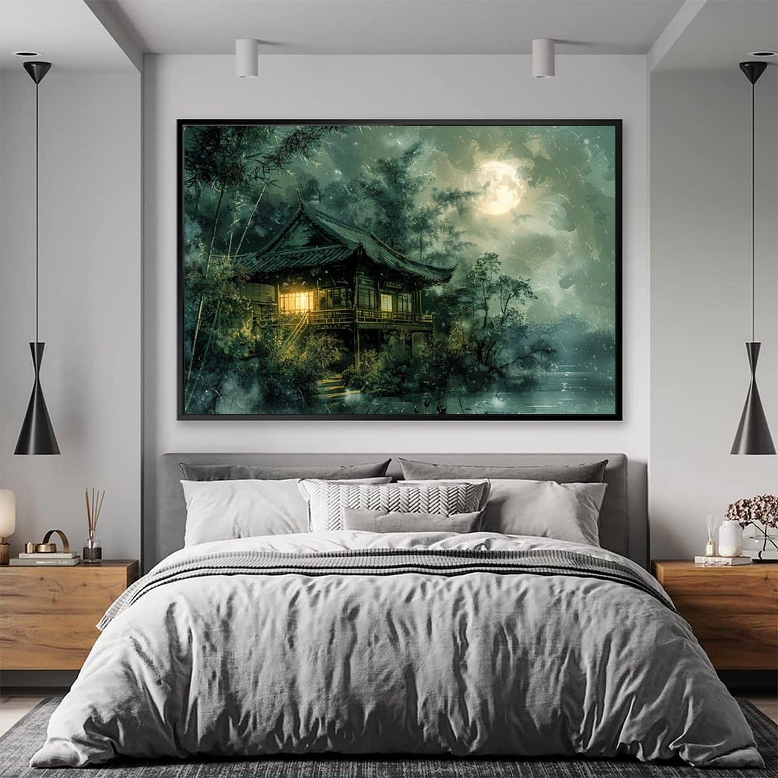 Amazon.co.jp: 絵画 雨の夜の竹林インテリア 絵画 美しい自然の風景