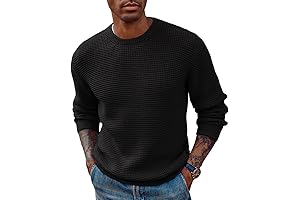 Jack and Jones Men's Crew Neck Waffle Knit Textured Long Sleeve Sweater