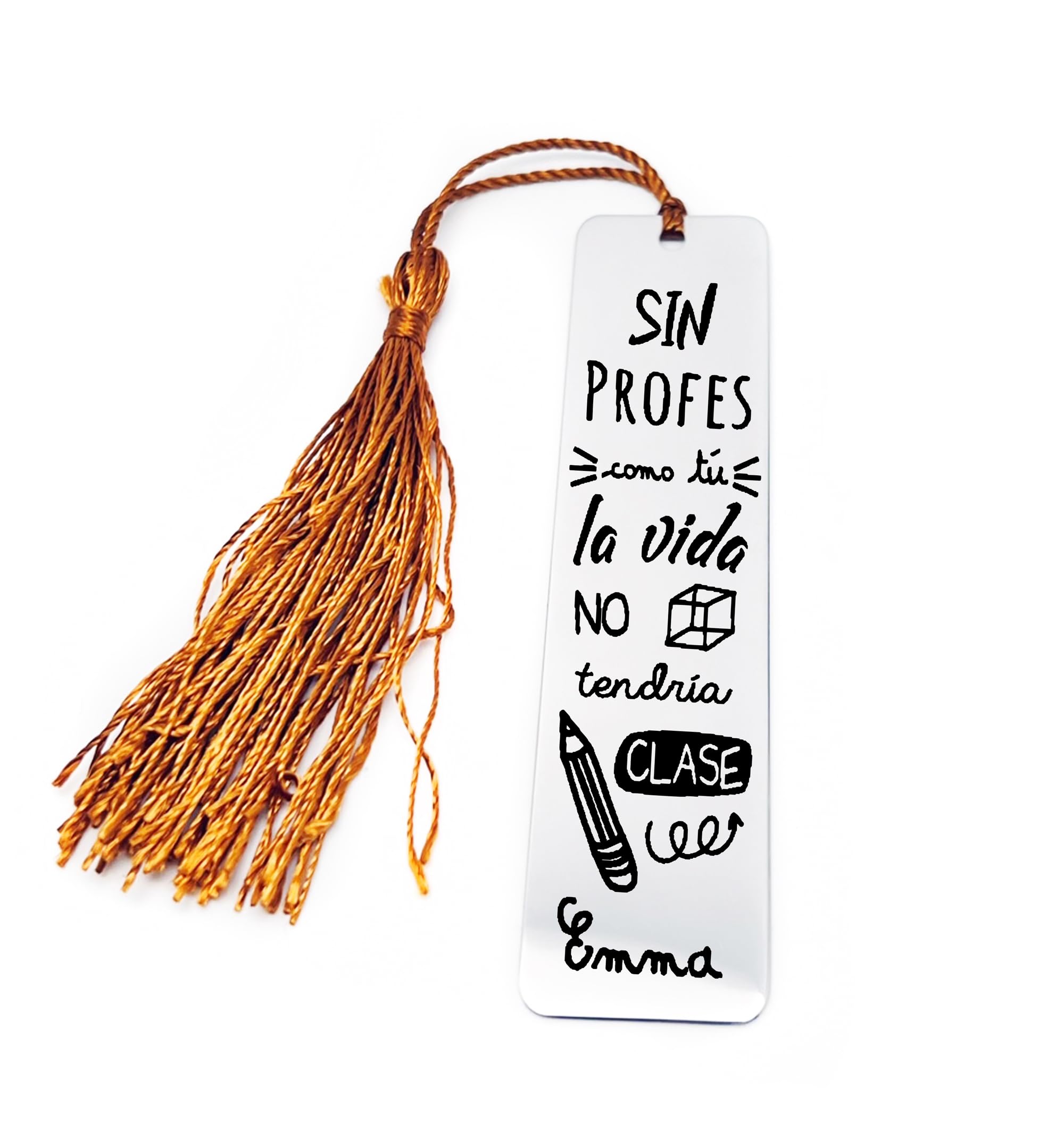 Rincón del Artesano Málaga Marcapáginas Personalizado Plata de Ley 925/1000. Regalo Fin de Curso. Regalo Profesores. Regalo Seño. Punto de libro Personalizado. Modelo Sin Profes como Tú