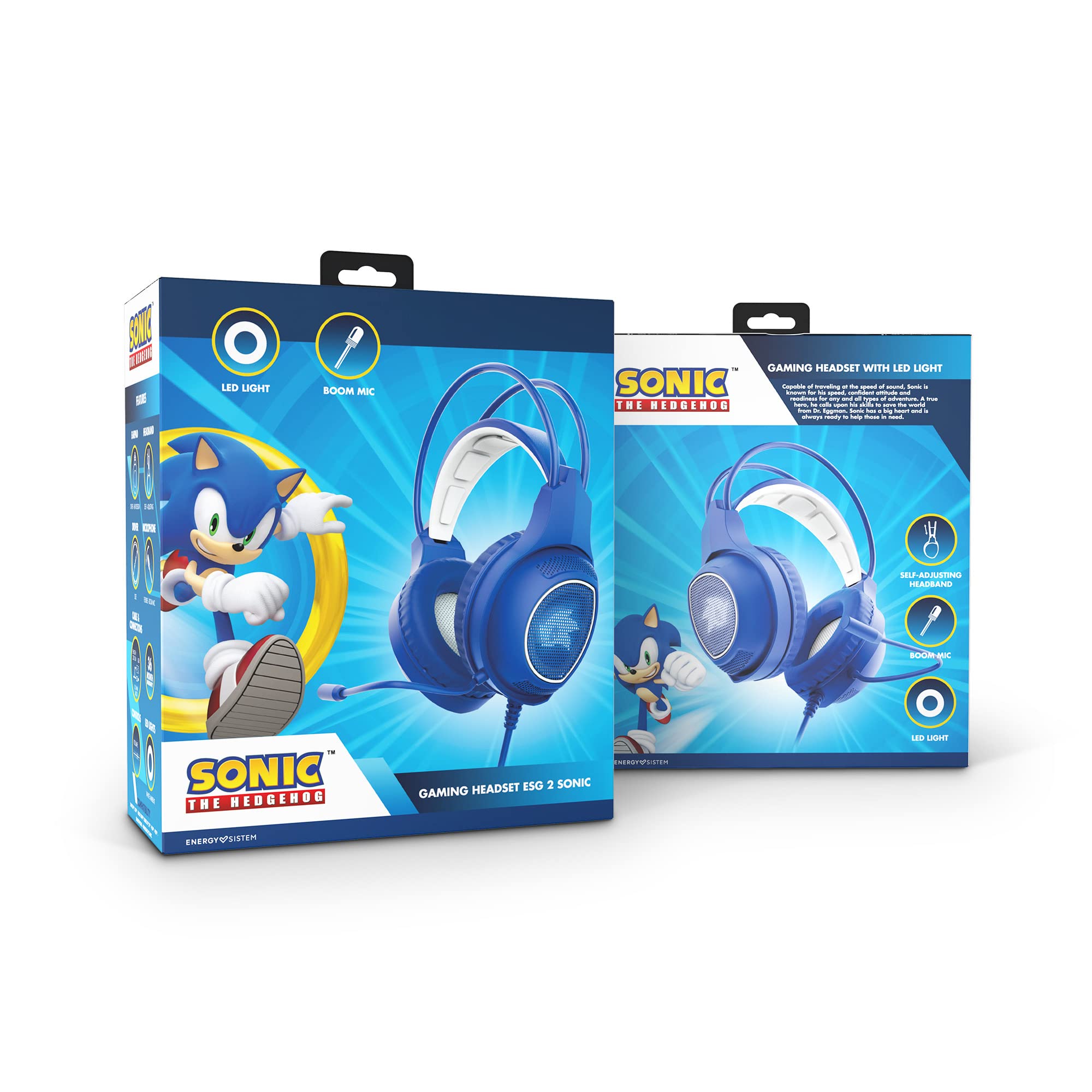 Energy Sistem Gaming Headset ESG 2 Sonic (LED Light, Boom Mic, regulacja głośności, regulowany pałąk)