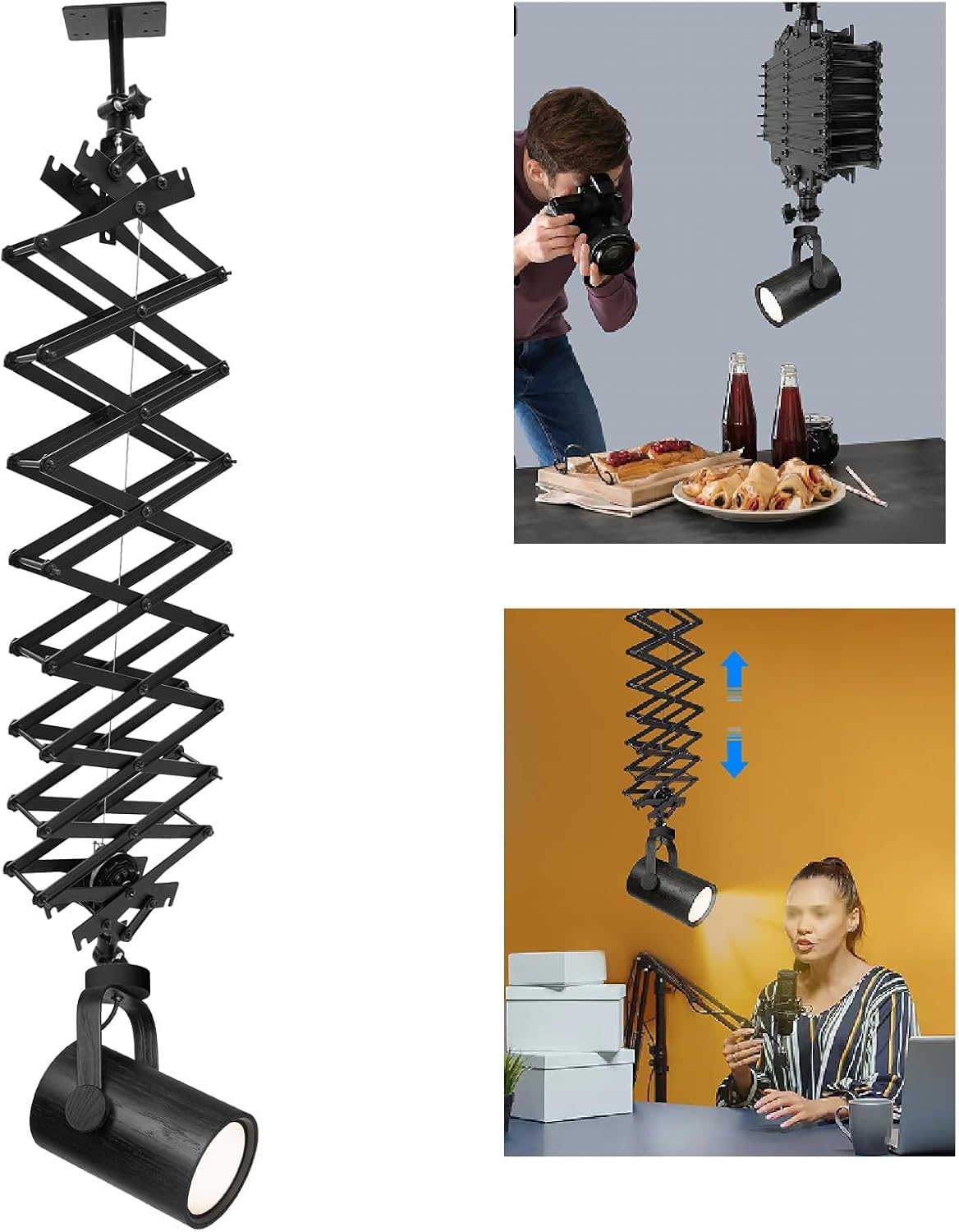 CNCEST Photography Ceiling Rail System 6.56ft Lifting Constant Force Hinge kit with Safety Rope Accessories for Live Broadcast Studio Photography Flash Specialized Equipment