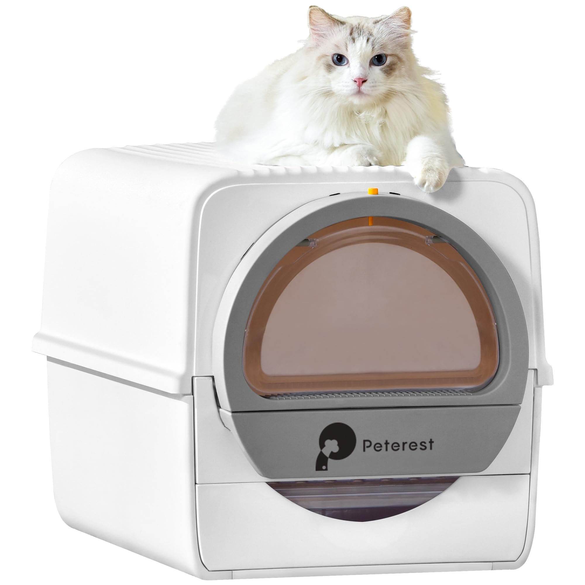 Peterest Self-Cleaning Cat Litter Box for Large and Multiple Cats,Semi-Automatic Cleaning Litter Box,Odor Control,Pull and Scoop,Lid Design,Easy to