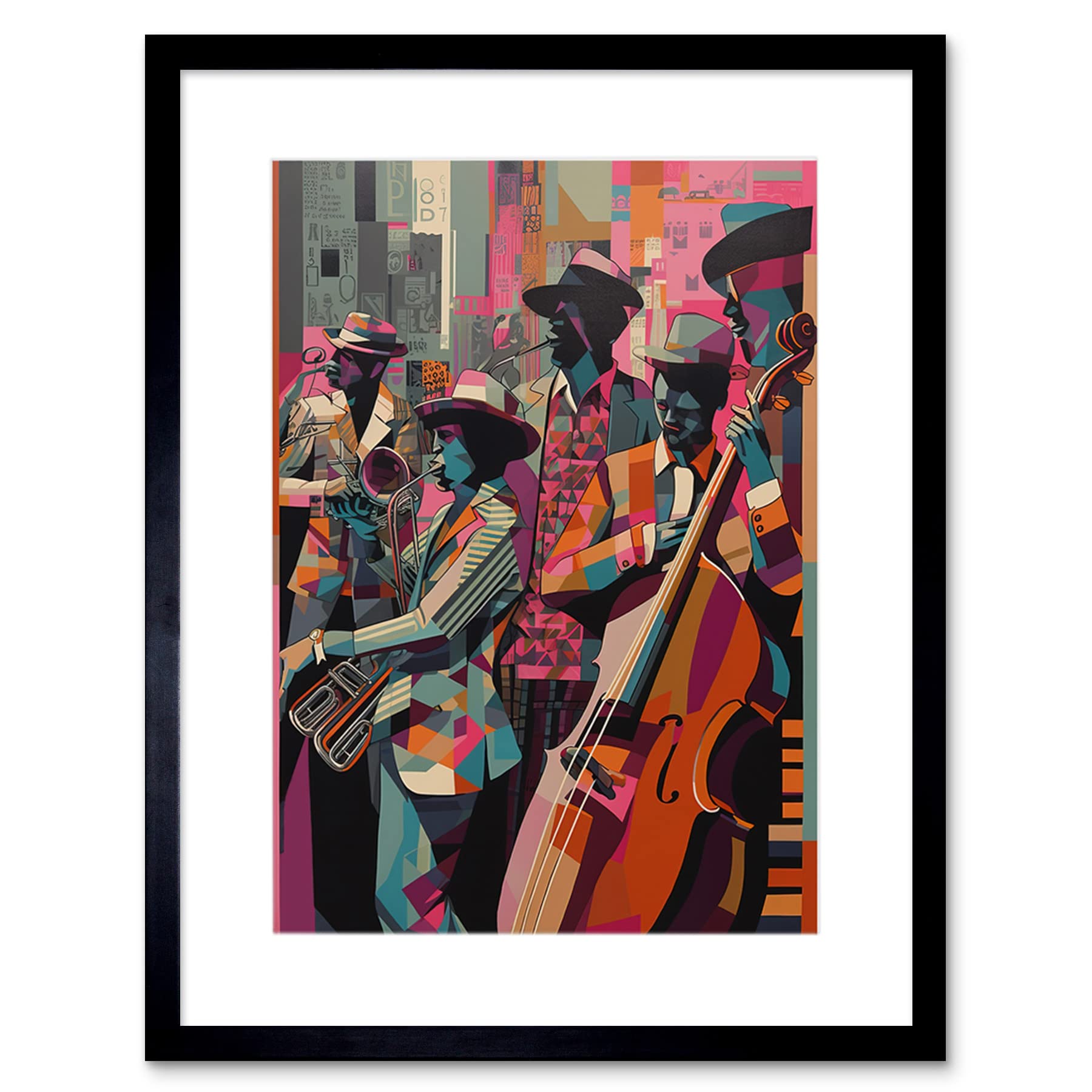 New Orleans Jazz Festival Musicians Warming Up - Abstract Modern Wall Art Print - Artery8 - 7x9 Inch
