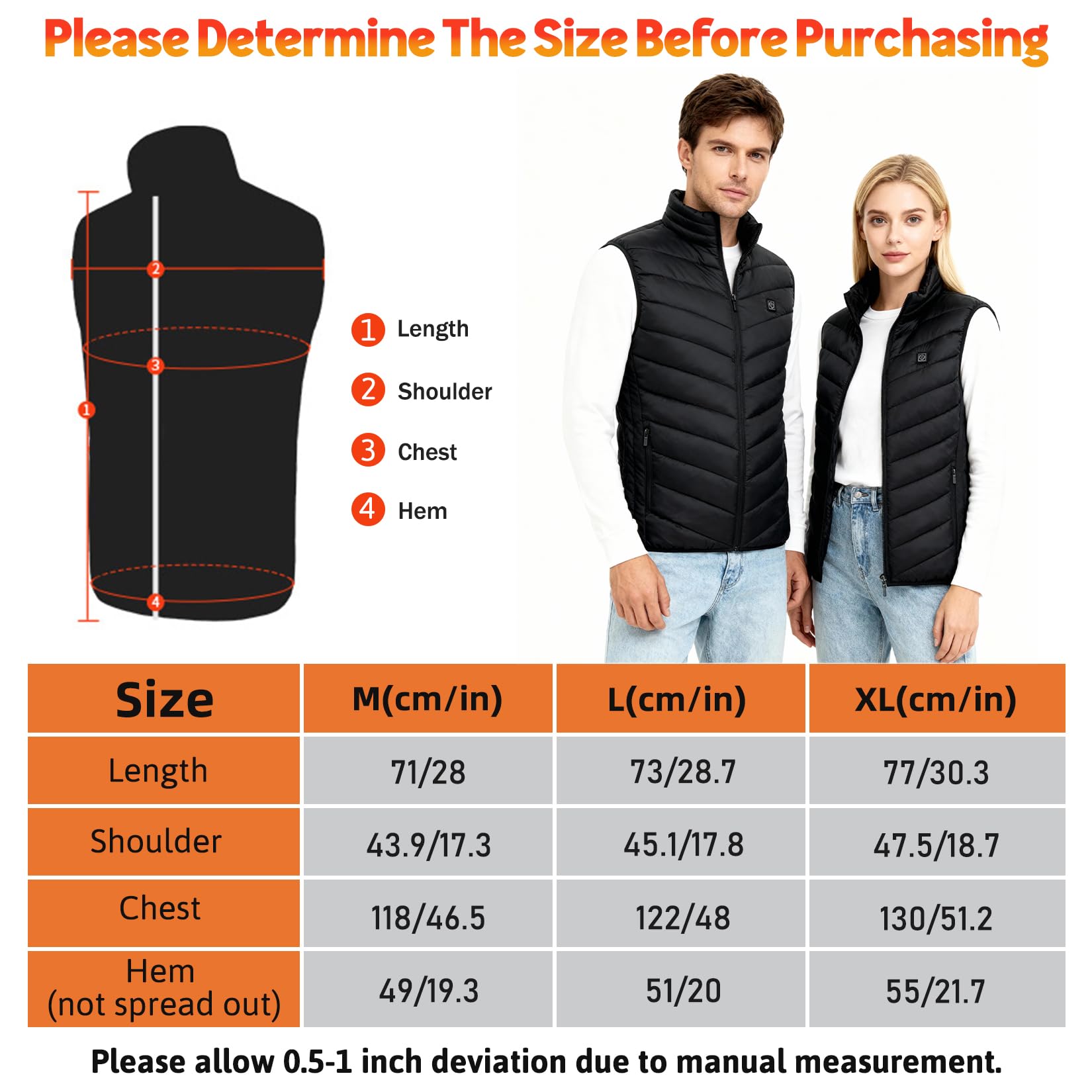 Herbst Gilet riscaldabile da uomo e donna, con 9 zone di riscaldamento, 3 temperature regolabili, gilet termico, unisex riscaldato, giacca riscaldabile, per sport invernali, attività all'aperto