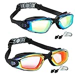 EWPJDK Swim Goggles - 2 Pack Swimming Goggles Anti Fog No Leaking For Adult Women Men (Aqua & Orange)