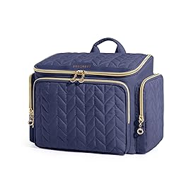 BAGSMART Travel Toiletry Bag, Large Wide-open Travel Bag for Toiletries, Makeup Cosmetic Travel Bag with Handle-Navy