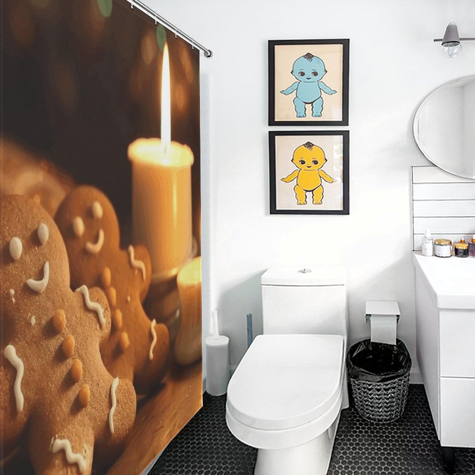 Rideau de douche tissu imperméable 183x183 rideau salle de bain bougies