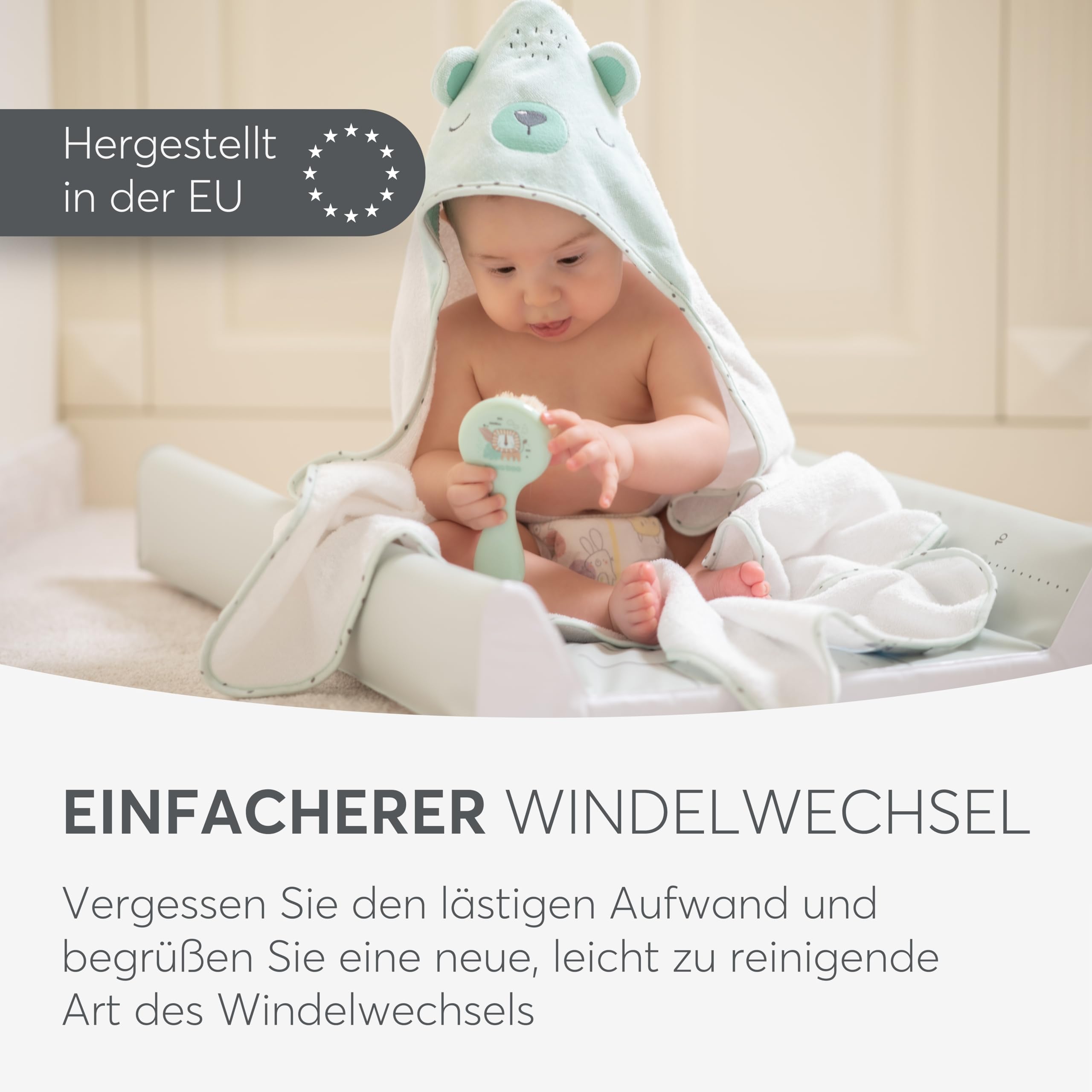 KikkaBoo Wickelauflage Abwaschbar 80x50 cm SLEEPY SHEEP, Für Babys, Wasserdicht Und Hygienisch, Weiche PVC-Oberfläche, Gepolstert, Für Wickeltisch Oder Kommode, Grün