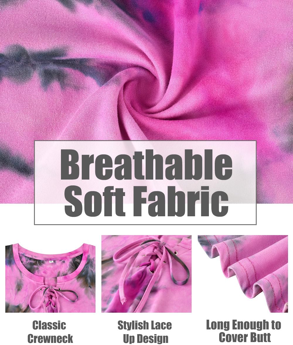 CARCOS Womens Plus Size Tops Short Sleeve Shirts V Neck Tunic Floral/Tie Dye/Solid Summer Tees XL-5X - Image 2