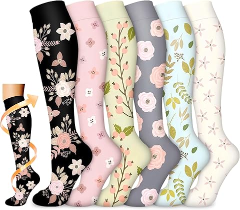 flintronic 2/3/6 Pares Calcetines de Compresion, Calcetines Compresion Running 15-20mmHg, Medias de compresion para Enfermera, Atletismo, Running, Ciclismo, Viajar