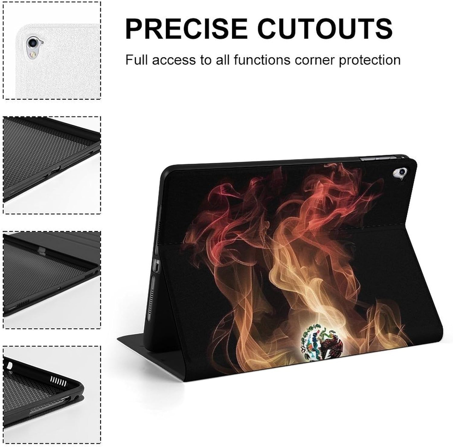 Abstract Print Mexico Flag Printed Case Trifold Stand Protective Cover Compatible with ipad Pro/2016 ipad Pro (9.7in)