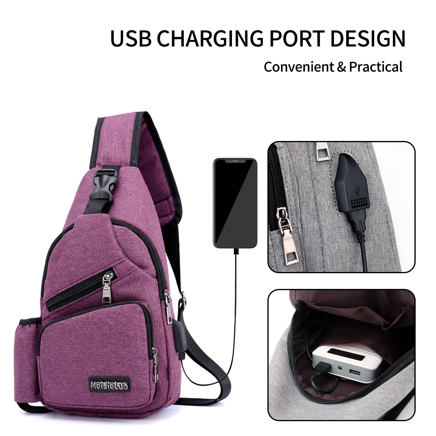 FANDARE Uomo Monospalla Donna Zaino Monospalla Borsa a Tracolla Borsa Sportiva Sling Bag, Crossbody Bag per Viaggio, sport, campeggio,Ciclismo,Alpinismo Impermeabile Poliestere