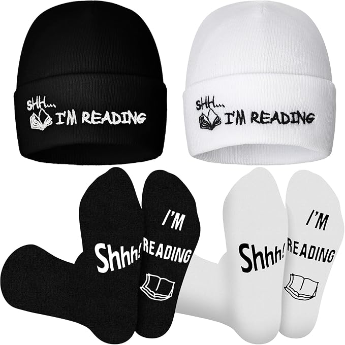 Book lovers gift set with socks and hats