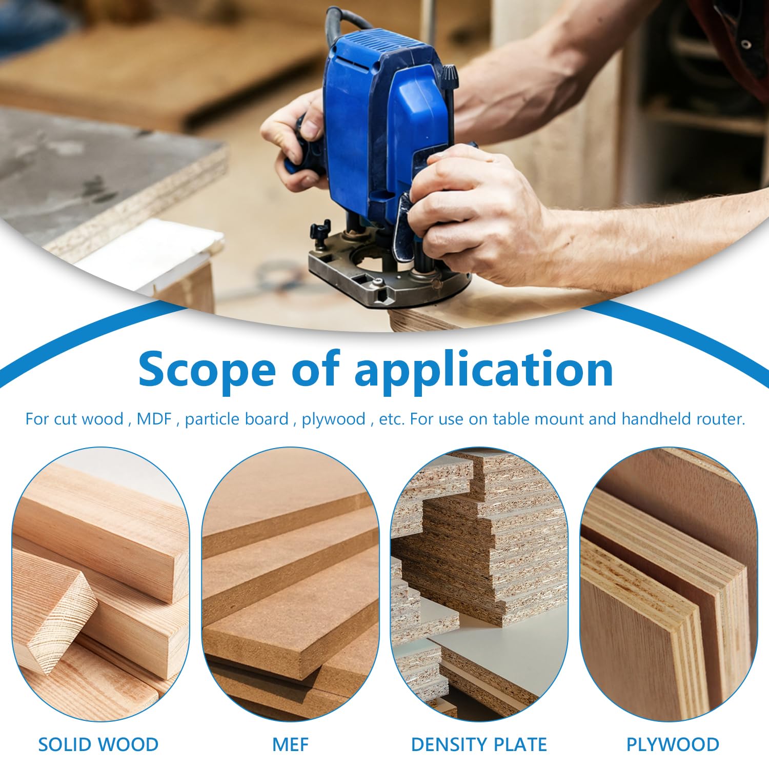 Straight Cut Router Bits, Newdeli 3pcs 1/2 Shank Double Flute Straight Router Bit Set Straight Dado Wood Milling Cutter with 1/4", 3/8", 1/2" (Dia.)