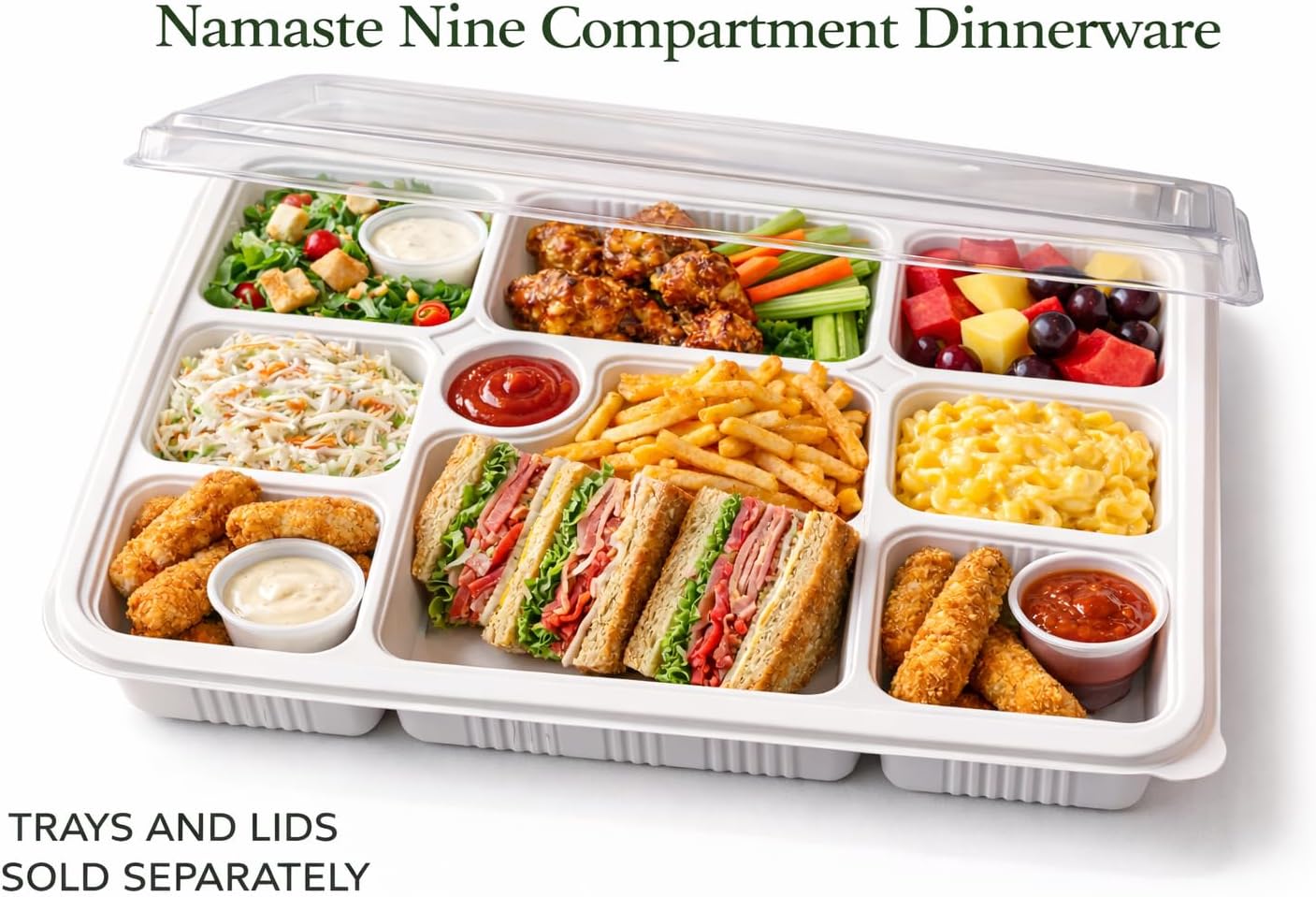 [36pack] 9-Compartment Namaste Dinner LIDS for To Go Containers image 5
