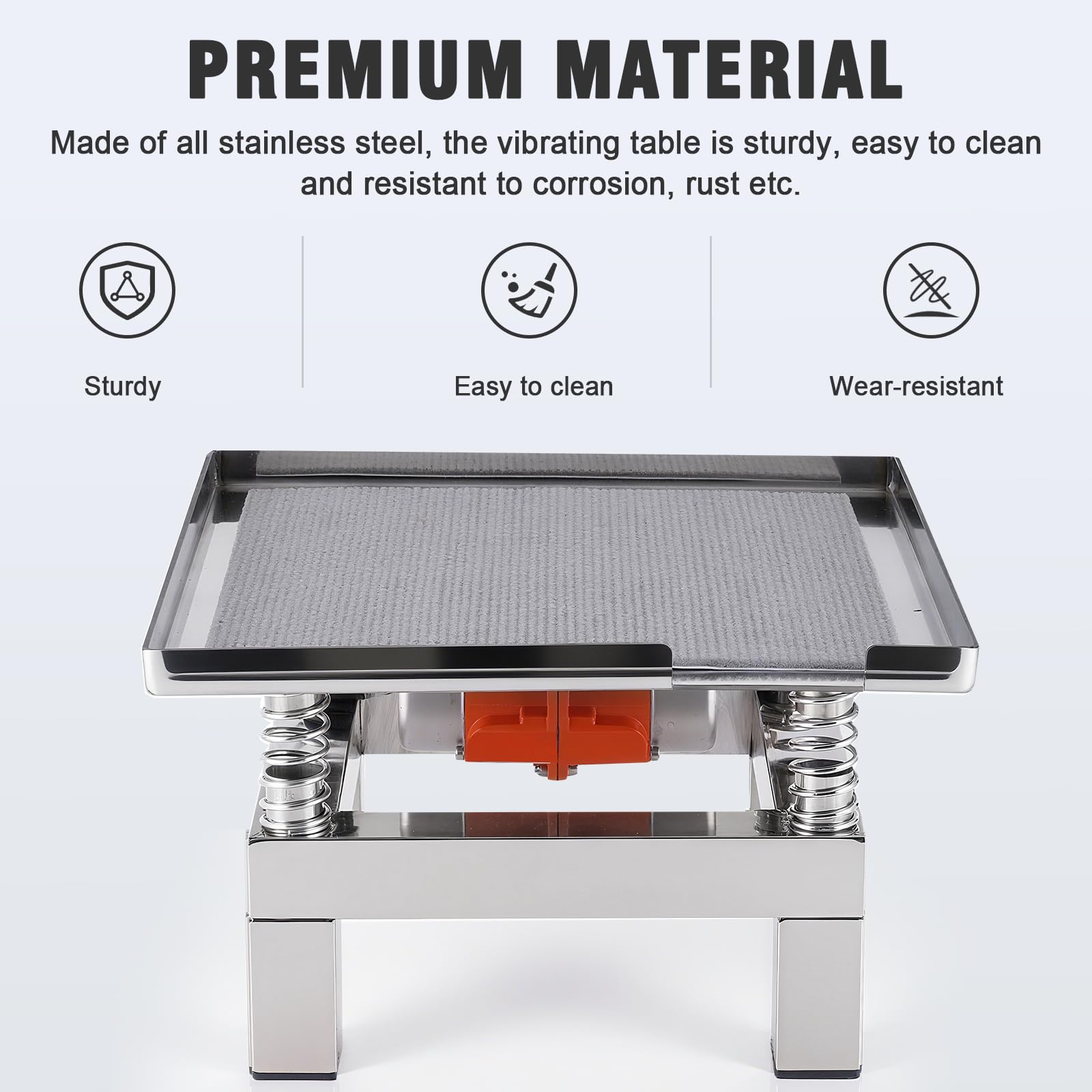 YUCHENGTECH Mesa vibratoria de hormigón de acero inoxidable de 35 cm x 35 cm, mini mesa de vibración de 3000 a 3600 veces/mínimo, capacidad de carga de 10 kg para compactación de hormigón, eliminación