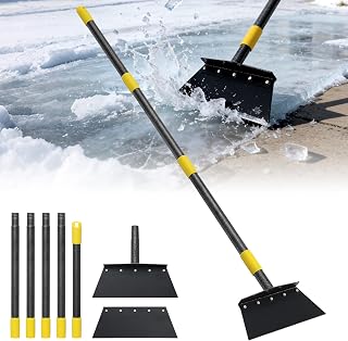 Ice Scraper, Snow Shovel, 2 Spades, 60" Detachable Garden Flat Shovel Scraper, Multifunctional Garden Cleaning Shovels,Heavy Duty Floor Scrapers for Weeding, Edging, Driveway Snow Ice Removal