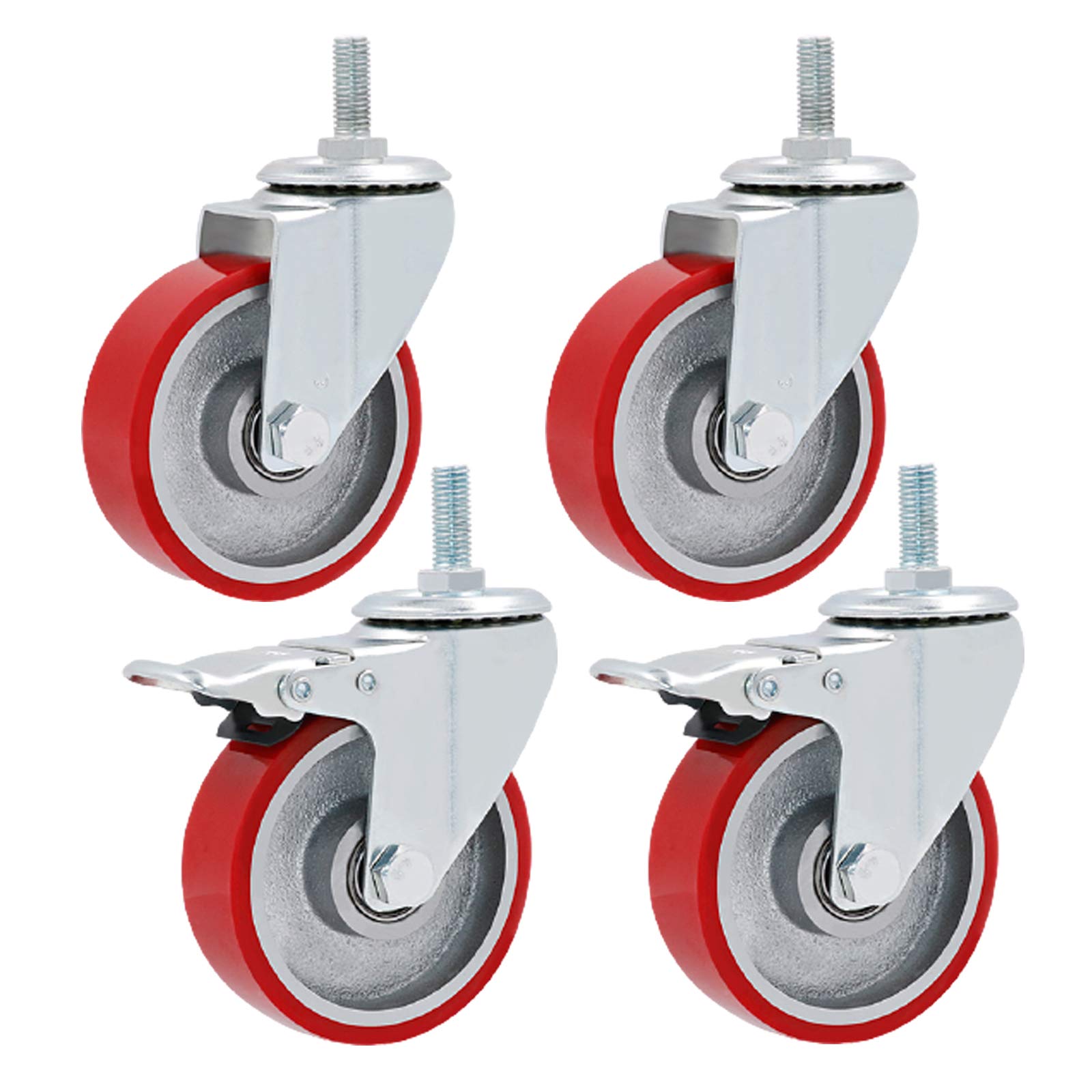 Ruote Girevoli In PU E ABS Di Alta Qualità, Freno Unidireziole E Morsetto Per Piastra, Grigio - Foto 6