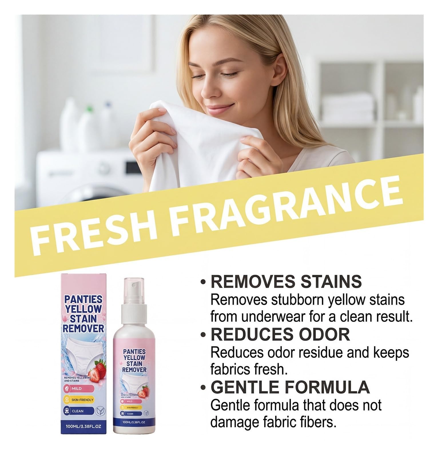 100 ml tragbares Unterwäschewaschmittel, macht Stoffe weich, flauschig und sanft zur Haut(3pcs)