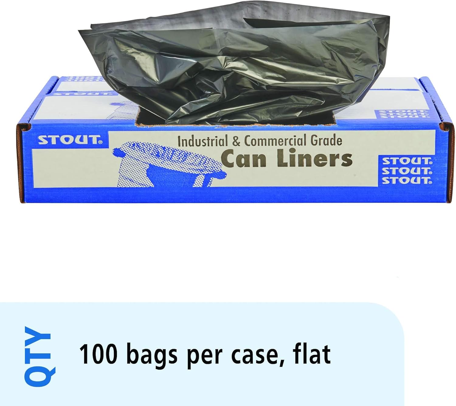 STOUT by Envision T5051B15 Total Recycled Content Bags, 100% Recyled Plastic, 50" x 51", 65 gal Capacity, 1.50 mil Thickness, Brown/Black (Pack of 100) : Lawn And Leaf Trash Bags : Health & Household