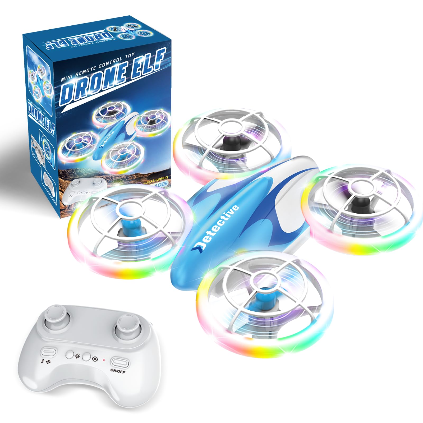 RC Drone for Kids Adults Beginners, Hobby RC Quadcopter with Cool LED Light, Indoor Outdoor Plane for Boys Girls with Auto Hover, 3D Flips, Propeller Full Protect, Toy for Boys and Girls, 2 Batteries