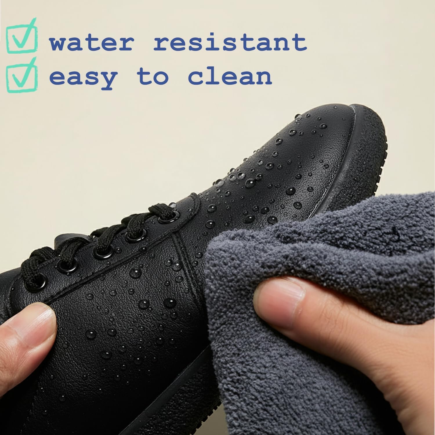 TRULAND Women's Non-Slip Work Shoes | Slip-Resistant Leather Shoes for Nurses, Chefs & Healthcare Professionals | Lightweight & Comfortable for Restaurant & Food Service | Black & White Work Sneakers