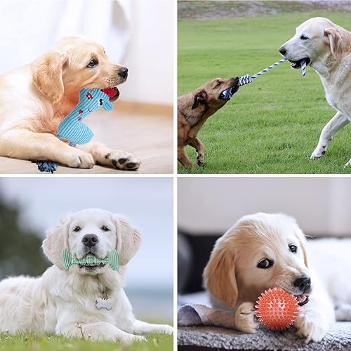 Miniatura 6 de Juguete para cachorros para dentición, suave y duradero, paquete de 6 juguetes chirriantes para perros pequeños y medianos, adecuados para dentición