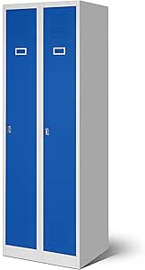 Jan Nowak Metall Spind Schrank 180x60x50 Cm | 2 Abteile Mit Kleiderstange | Weiß | Sozialschrank