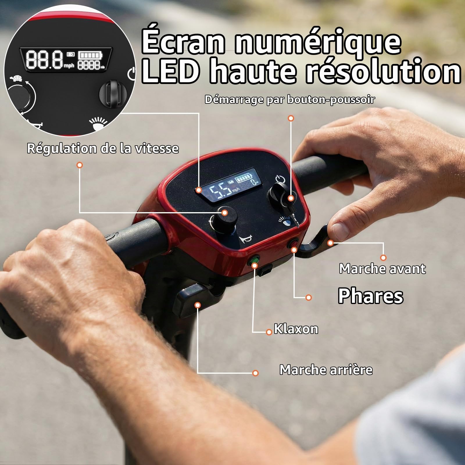 TODIMART X11 Scooter Électrique 4 Roues pour Personnes à Mobilité Réduite, Autonomie Longue 30–35 km, Frein Électromagnétique, Pliable et Léger, Siège avec Dossier, Sécurité Renforcée
