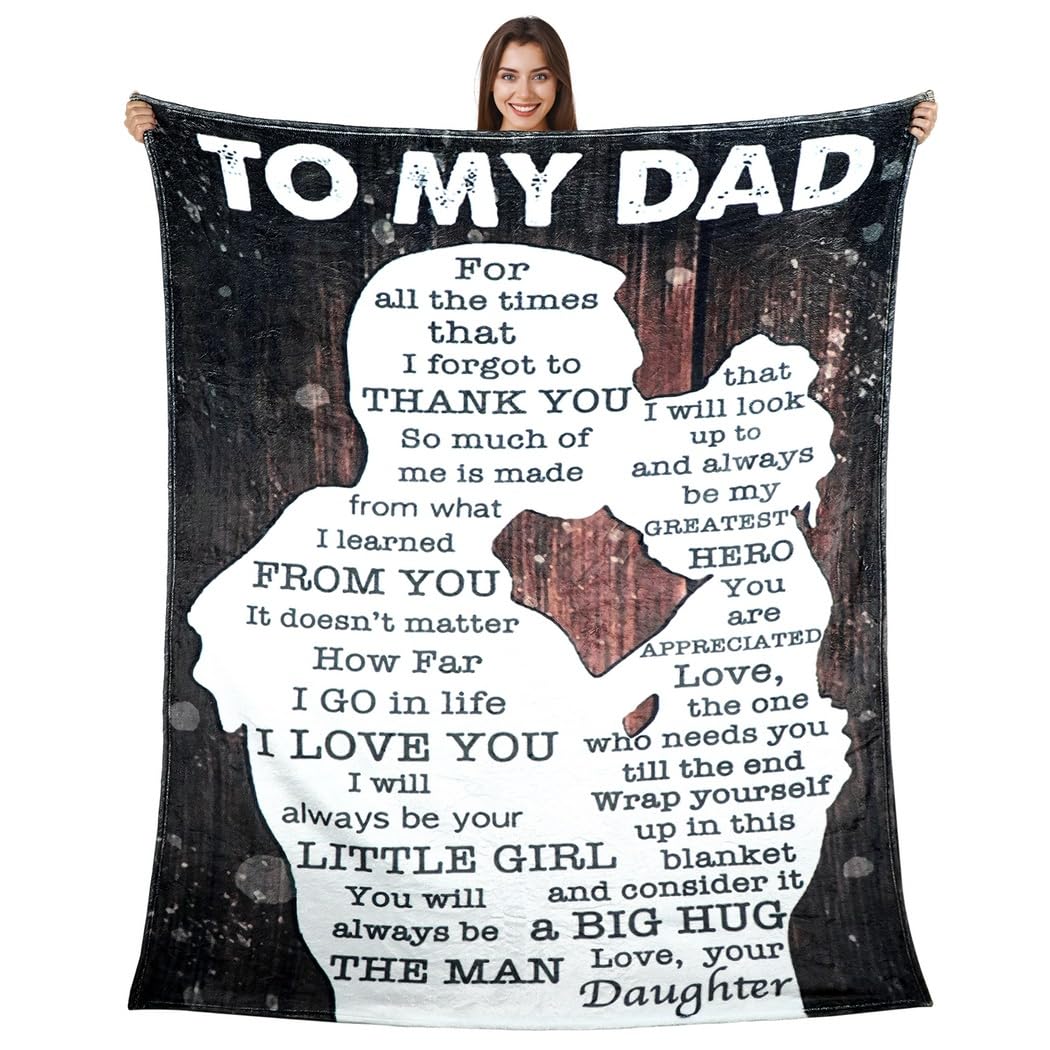 Cadeau fête des pères : couverture imprimée avec lettre de papa en polyester doux
