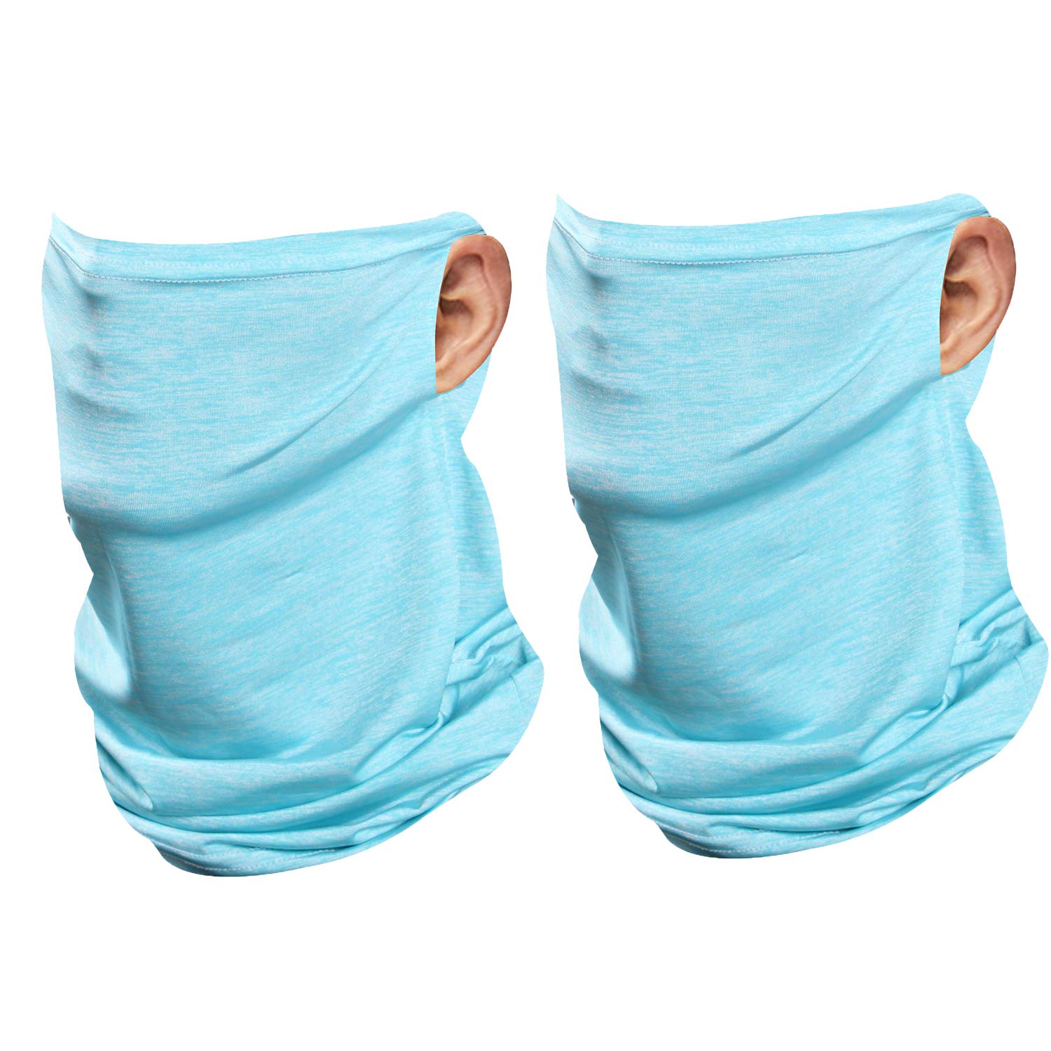 Neck Gaiter UV Protection Bandanas Balaclava Breathable Lightweight Stretchy Fabric Cycling Motorcycle Running Hiking Fishing for Men and Women (2 Pieces Blue Neck Gaiter)