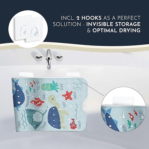 Miniatura 10 de Alfombrilla de Bañera Antideslizante Antimoho para Niños Libre de BPA con Ganchos - homerella® Animales Marinos del Océano 40x16, Alfombrilla de Abc